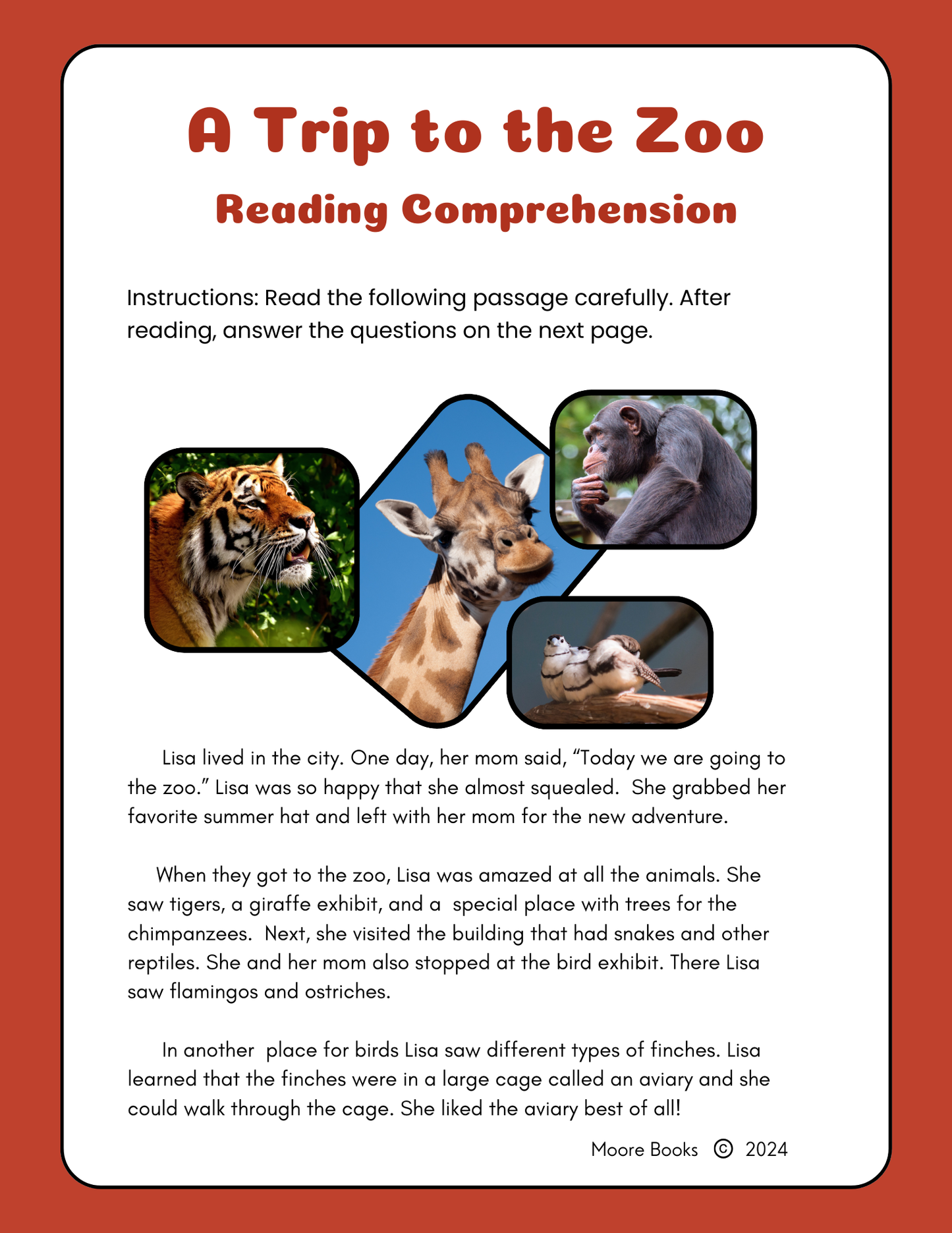 Reading Comprehension - A Trip to the Zoo